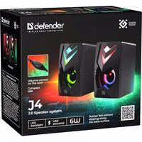 DEFENDER J4 2.0 6W LED USB kompiuterio garsiakalbiai, juodi