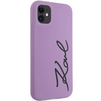 Karl Lagerfeld KLHCN61SKSVGU iPhone 11 / Xr 6.1" violetinis kietas dėklas Silikoninis Parašas