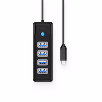 Orico PW4U-C3 USB-C / 4x USB-A 3.0 Hub - juodas
