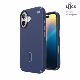 Speck Presidio2 Pro ClickLock & MagSafe - iPhone 16 dėklas (Coastal mėlynas / Dust pilkas / baltas)