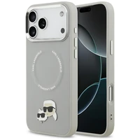 Karl Lagerfeld Karl & Choupette Pins MagSafe dėklas telefonui iPhone 17 Pro Max - pilkas