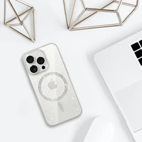 Blizgus magnetinis dėklas telefonui Iphone 15 Pro skaidrus