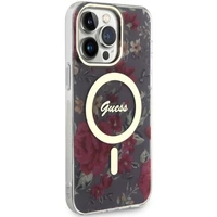 Guess GUHMP14XHCFWSA iPhone 14 Pro Max 6.7" žalias kietas dėklas Flower Magnetinis