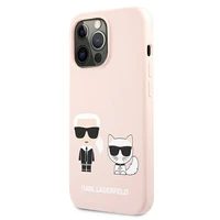 Karl Lagerfeld Silikoninis Karl&Choupette dėklas iPhone 13 Pro / iPhone 13 - šviesiai rožinis