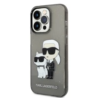 Karl Lagerfeld Glitter Karl&Choupette dėklas telefonui iPhone 14 Pro Max - juodas