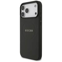Guess Grūdėtas Žiedinis Magnetinis dėklas telefonui iPhone 17 Pro Max - juoda