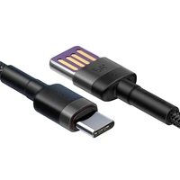 Baseus Cafule USB-C kabelis Huawei SuperCharge, QC 3.0, 5A 1m (juodas + pilkas)