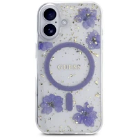 Guess Resin Flowers Glitter MagSafe iPhone 16 dėklas telefonui (m) - violetinis (m)