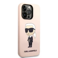 Karl Lagerfeld KLHCP14LSNIKBCP iPhone 14 Pro 6.1" kietasis dėklas rožinis/rožinis Silikoninis Ikonik