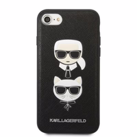 Karl Lagerfeld KLHCI8SAKICKCBK iPhone 7/8 / SE 2020 / SE 2022 juodas/juodas kietas dėklas Saffiano Karl&Choupette Galva
