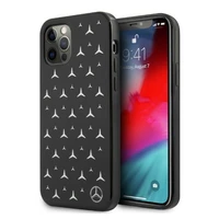 Mercedes Sidabrinių žvaigždžių rašto dėklas iPhone 12 / iPhone 12 Pro - juodas