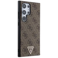 Guess Grip Stand 4G Triangle Strass dėklas Samsung Galaxy S24 Ultra - rudas