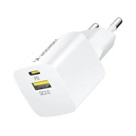 Wozinsky WWCEAC GaN USB-A USB-C 33W sieninis įkroviklis - baltas