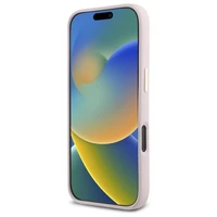 Guess Silikoninis Logo Strass 4G Dėklas iPhone 16 Pro - šviesiai rožinis