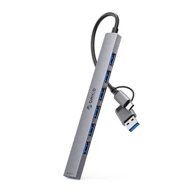 Orico YSA2-U3 USB-A/USB-C Hub prijungimo stotelė 1x USB-A 3.0 + 6x USB-A 2.0 - pilka