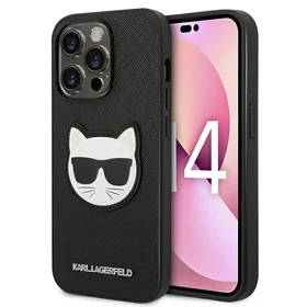 Karl Lagerfeld Saffiano Choupette Head Patch dėklas telefonui iPhone 14 Pro Max - juodas