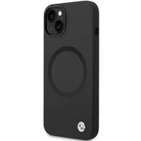 BMW BMHMP14SSILBK2 dėklas iPhone 14 - juodas Signature Liquid Silicone MagSafe