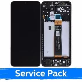 Ekranas skirtas Samsung A047 A04s juodas su rėmeliu (Service Pack)