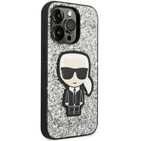 Karl Lagerfeld KLHCP14XGFKPG iPhone 14 Pro Max 6.7 "kietas dėklas sidabrinis / sidabrinis Blizgančios Dalelės Ikonik