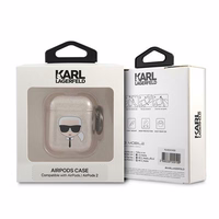 Karl Lagerfeld Glitter Karl's Head dėklas AirPods 1/2 - auksinis