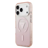 GUESS magnetinis dėklas telefonui IPHONE 17 Pro, suderinamas su MagSafe GUHMP17LHGTMLCGP (IML gradientinis dėklas su trikampiu logotipu) rožinis