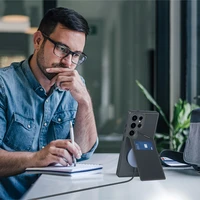 Dėklas telefonui Samsung Galaxy S25 Ultra su stovu ir pinigine (m) - juodas