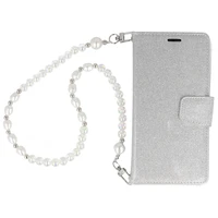 Glitter Magsafe knygos stiliaus dėklas Samsung Galaxy S22 Ultra sidabrinis