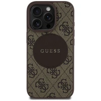 Guess 4G Circle Classic Logo Magnetinis dėklas telefonui iPhone 16 Pro - rudas
