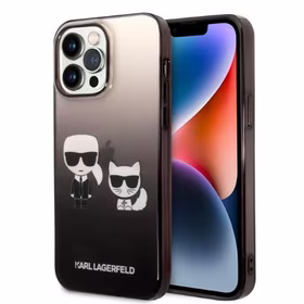 Karl Lagerfeld KLHCP14LTGKCK iPhone 14 Pro 6.1 "kietas dėklas juodas/juodas Gradientinis Ikonik Karl & Choupette