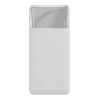 Baseus Bipow išorinė baterija su ekranu 10000mAh 15W balta (Overseas Edition) + USB-A - Micro USB kabelis 0.25m baltas (PPBD050002)