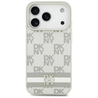 DKNY languotas su atspausdintomis juostelėmis dėklas telefonui iPhone 17 Pro - smėlinis