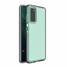 Dėklas telefonui Spring Case – skaidrus TPU gelio dėklas su spalvingu rėmeliu, skirtas Samsung Galaxy A72 4G – juodas