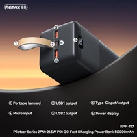 Išorinė baterija Power Bank Remax RPP-117 22.5W 50000mAh juoda