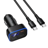 Automobilinis įkroviklis Hoco su LCD ekranu 2xUSB A + 1xUSB C PD QC3.0 42W Z63A juodas