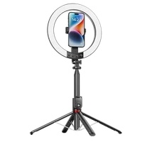 Blavec Selfie žiedo lempa Aluminium Aura LED RGB žiedas P-50 25cm trikojis + nuotolinio valdymo pultas + 2,3 metrai (RLP50-TRB23) juoda