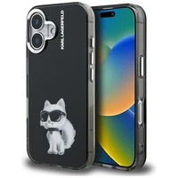 Karl Lagerfeld IML Aquarelle Choupette & Logo iPhone 16 deklas - juodas