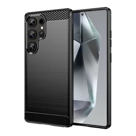 Samsung Galaxy S25 Ultra - anglies pluošto dėklas – juodas