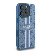 Guess 4G Spausdintas Dryžuotas Magnētinis dėklas iPhone 16 Pro - mėlynas