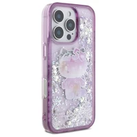 Hello Kitty Liquid Glitter 50 metų jubiliejaus vakarėlio dėklas telefonui iPhone 16 Pro - violetinis