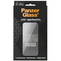 PanzerGlass Ceramic Protection keraminis stiklas su pozicionieriumi iPhone 15 Pro telefonui