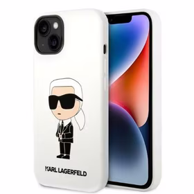 Karl Lagerfeld KLHCP14MSNIKBCH iPhone 14 Plus 6.7" kietasis dėklas baltas/baltas Silikoninis Ikonik