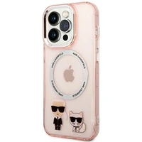 Karl Lagerfeld KLHMP14XHKCP iPhone 14 Pro Max 6.7 "kietasis dėklas rožinis / rožinis Karl & Choupette aliuminis Magnetinis