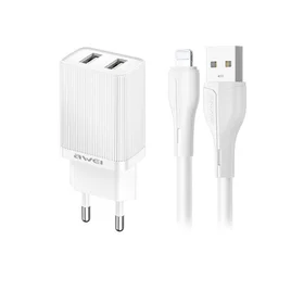 Įkroviklis Awei C15L-EU 10W 2xUSB-A + USB-A to Lightning cable 1.0m baltas