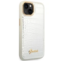 Guess GUHCP14SHGCRHS iPhone 14 6.1 "sidabrinis kietas dėklas Croco kolekcija