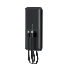 Išorinė baterija Choetech B654 10000mAh 22,5W USB-A / USB-C / micro USB su integruotu USB-C / Lightning laidu (juoda)