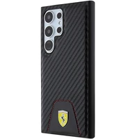 Ferrari Carbon Stitched Bottom dėklas telefonui Samsung Galaxy S24 Ultra - juodas