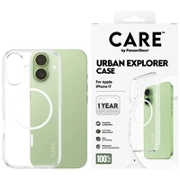 CARE by PanzerGlass Flagship Urban Explorer dėklas telefonui su baltu magnetiniu MagSafe, skirtas iPhone 17 – skaidrus