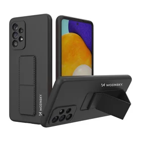 Wozinsky Kickstand Case silikoninis dėklas su stovu Samsung Galaxy A73 juodas