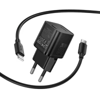 Įkroviklis Hoco N66 35W GaN USB-C/USB-A + USB-C to USB-C cable 1.0m juodas