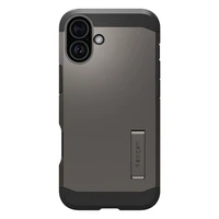 Spigen Tough Armor Magnetinis dėklas su stovu iPhone 16 - tamsus metalas